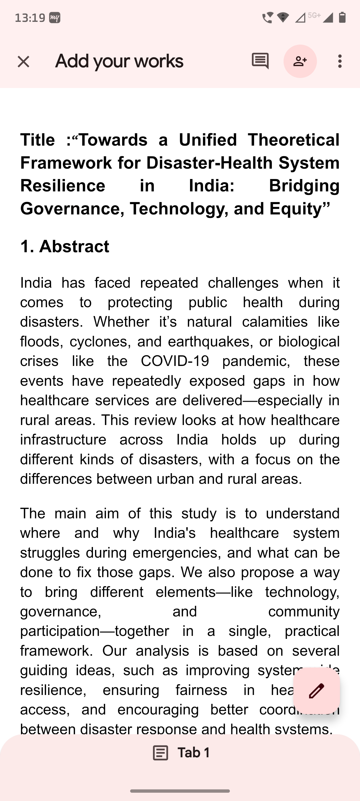 “Towards a Unified Theoretical Framework for Disaster-Health System Resilience in India: Bridging Governance, Technology, and Equity”