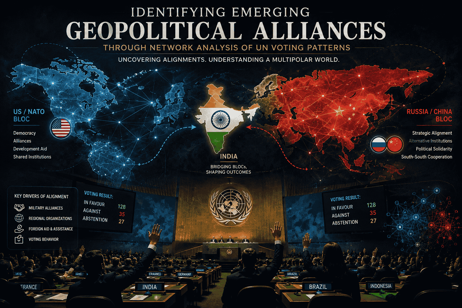 Identifying Emerging Geopolitical Alliances through network analysis of UN Voting Patterns