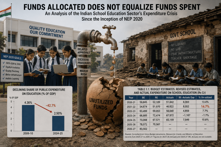 Funds Allocated Does Not Equalize Funds Spent An Analysis of the Indian School Education Sector’s Expenditure Crisis Since the Inception of NEP 2020