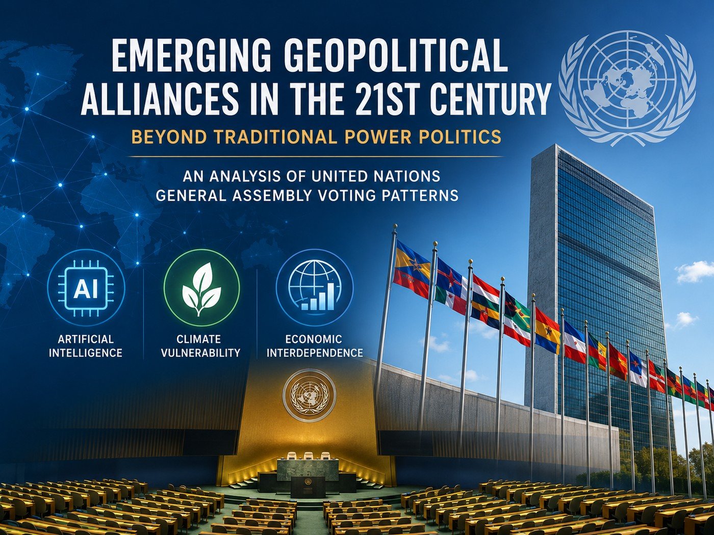 Beyond Traditional Power Politics: Do AI Diplomacy, Climate Vulnerability, and Economic Dependence Reshape Geopolitical Alliances in United Nations General Assembly Voting Networks?